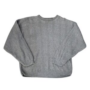 GreatLand Gray / Tan Ribbed Knit Crewneck Sweater Long Sleeve Pullover Large